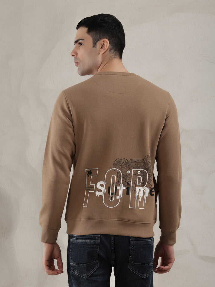 cobb beige printed round neck sweatshirt