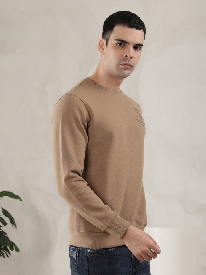 COBB BEIGE PRINTED ROUND NECK SWEATSHIRT