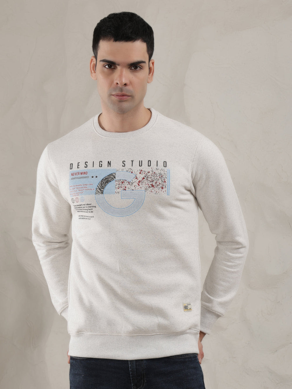 cobb acru printed round neck sweatshirt