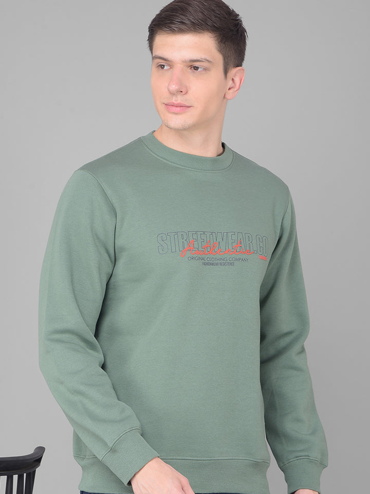 COBB GREEN PRINTED ROUND NECK SWEATSHIRT