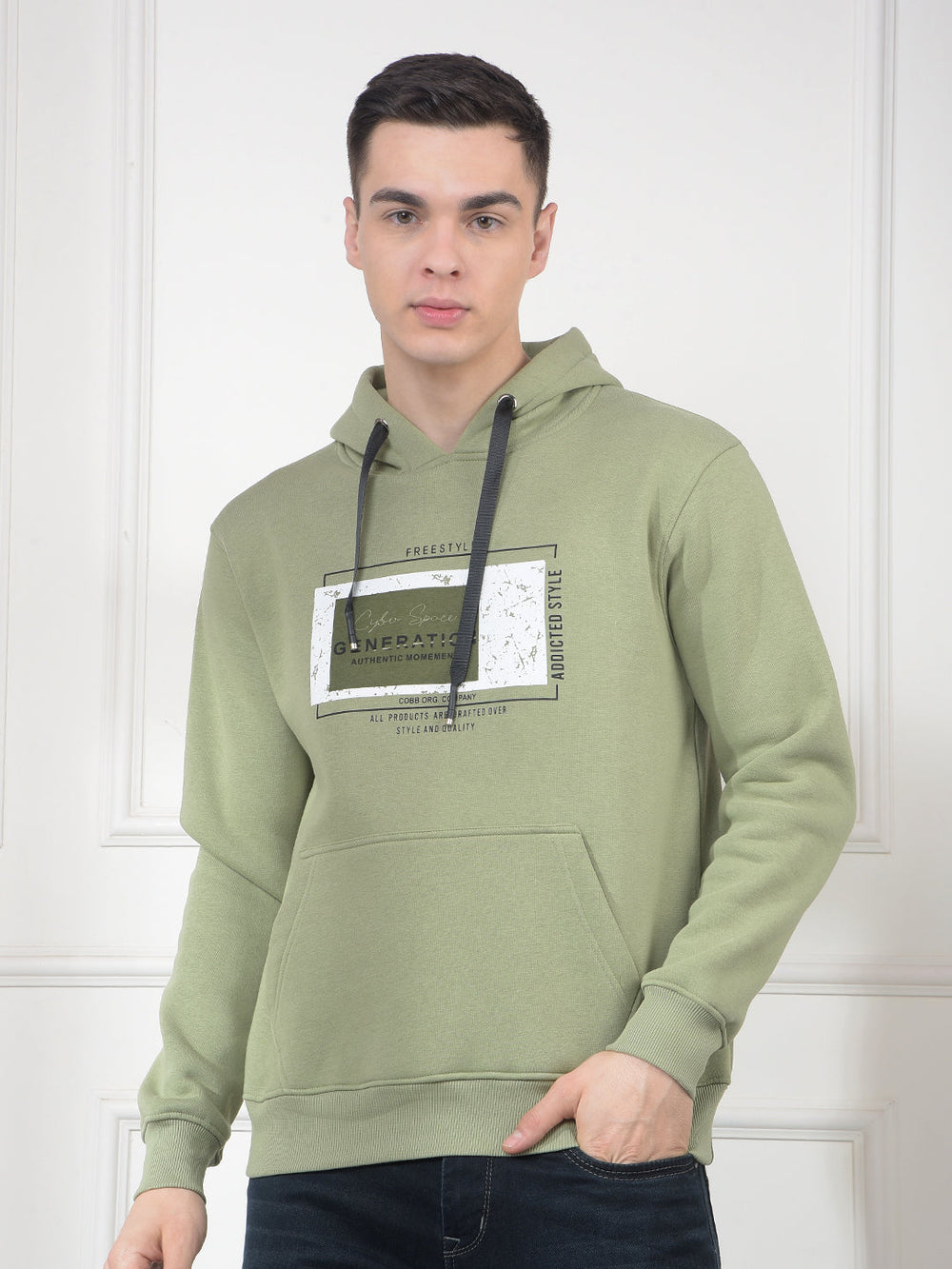 cobb light green printed classic hoodie
