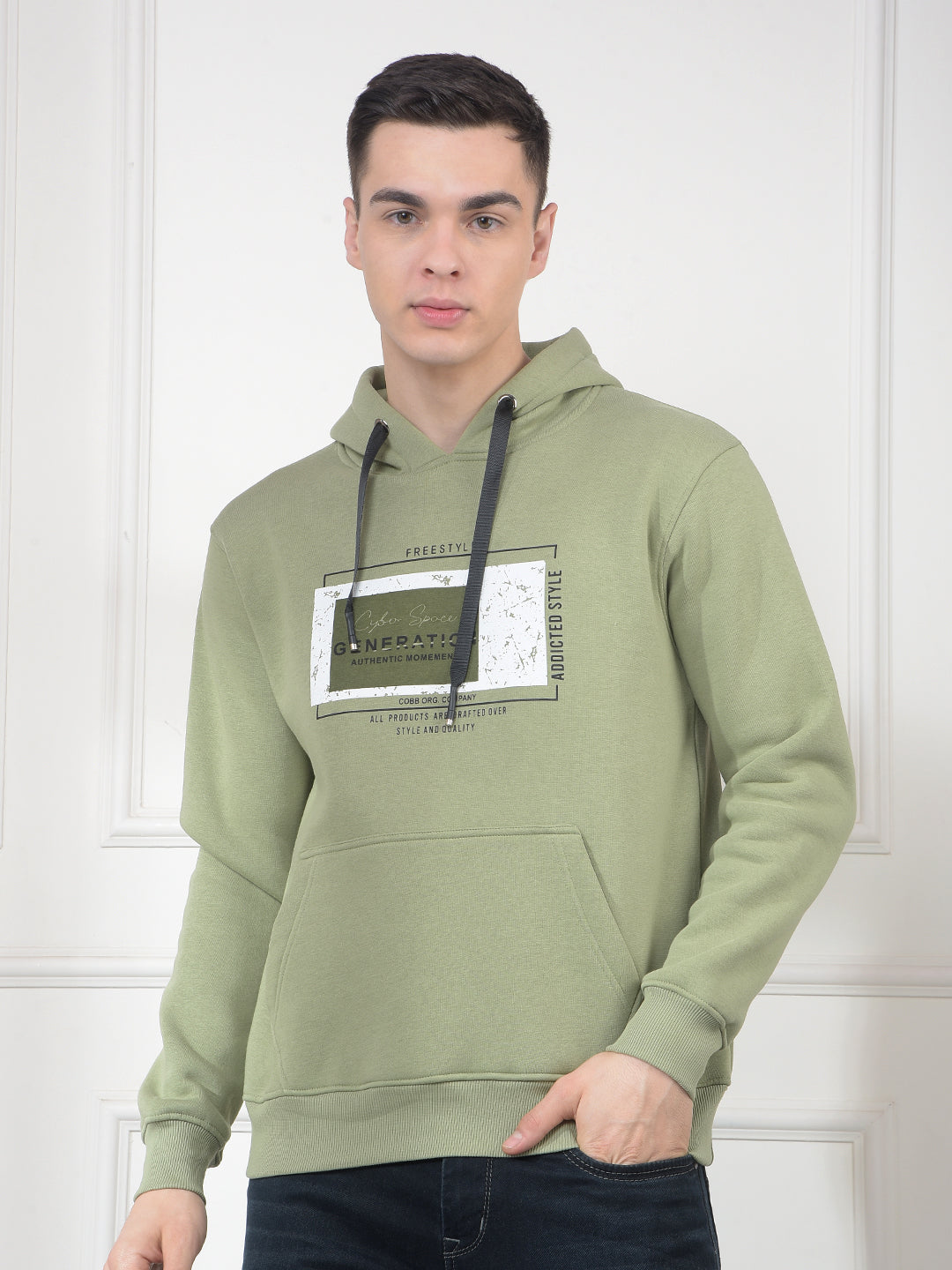 cobb light green printed classic hoodie