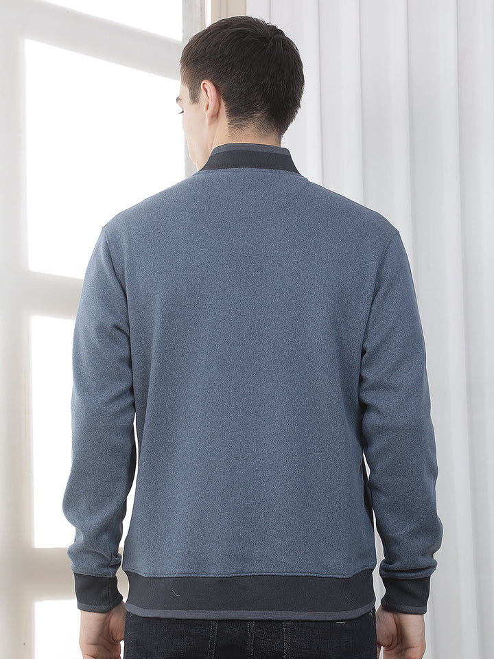 air force blue solid zip-up sweatshirt