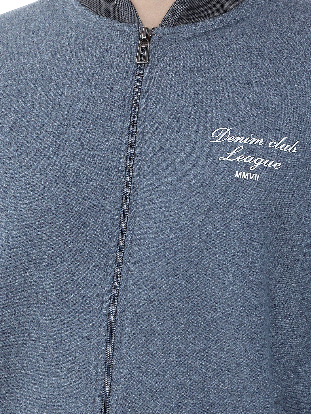 air force blue solid zip-up sweatshirt