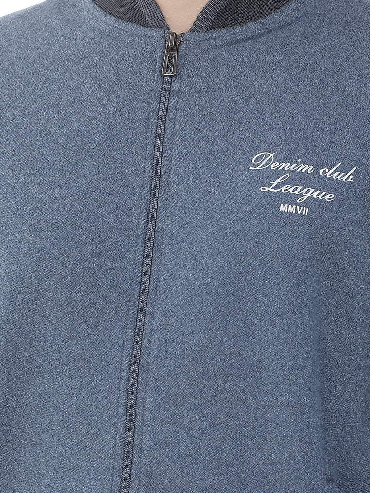 air force blue solid zip-up sweatshirt