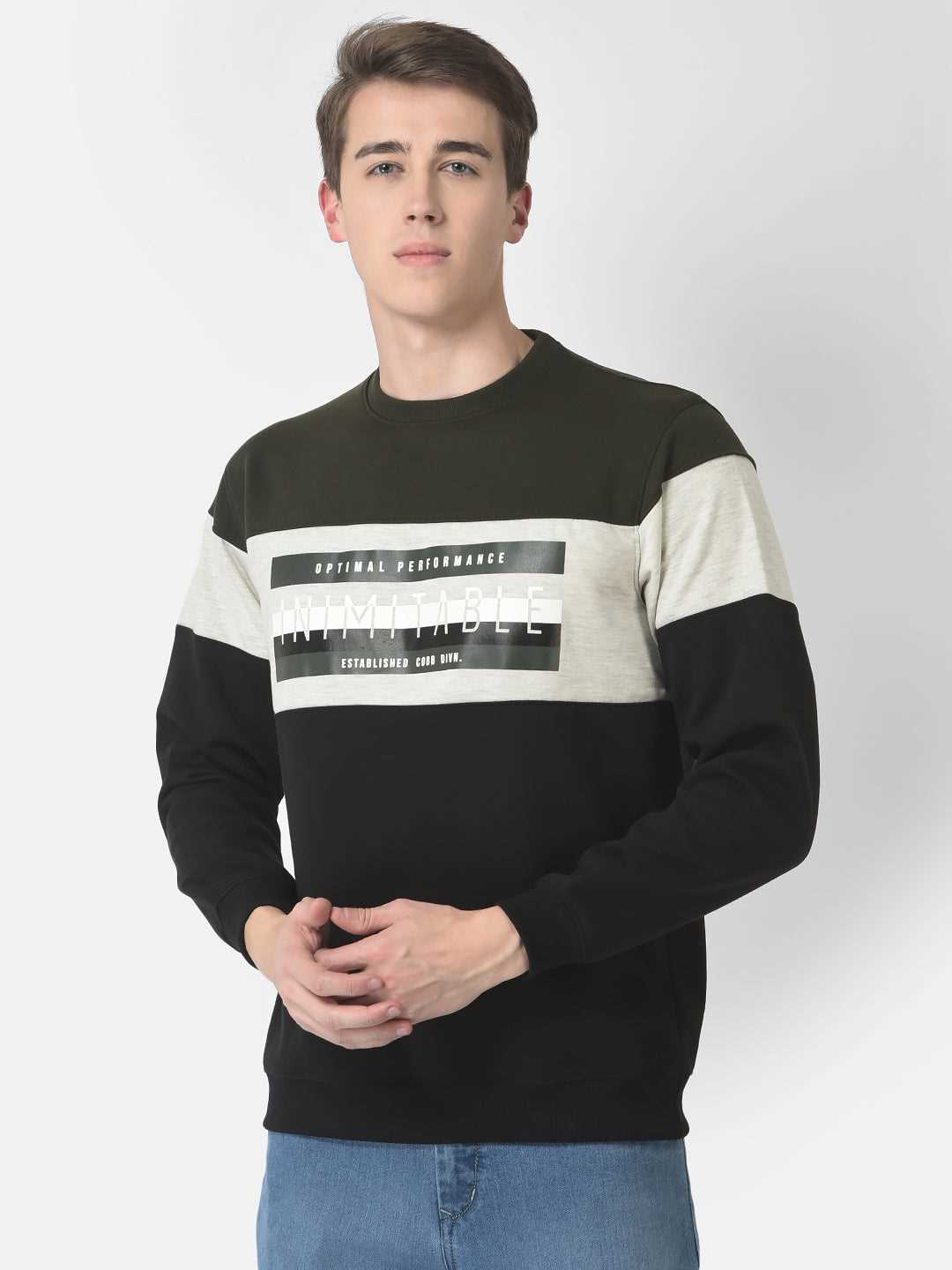 Cobb Black Printed Round Neck Sweatshirt Black