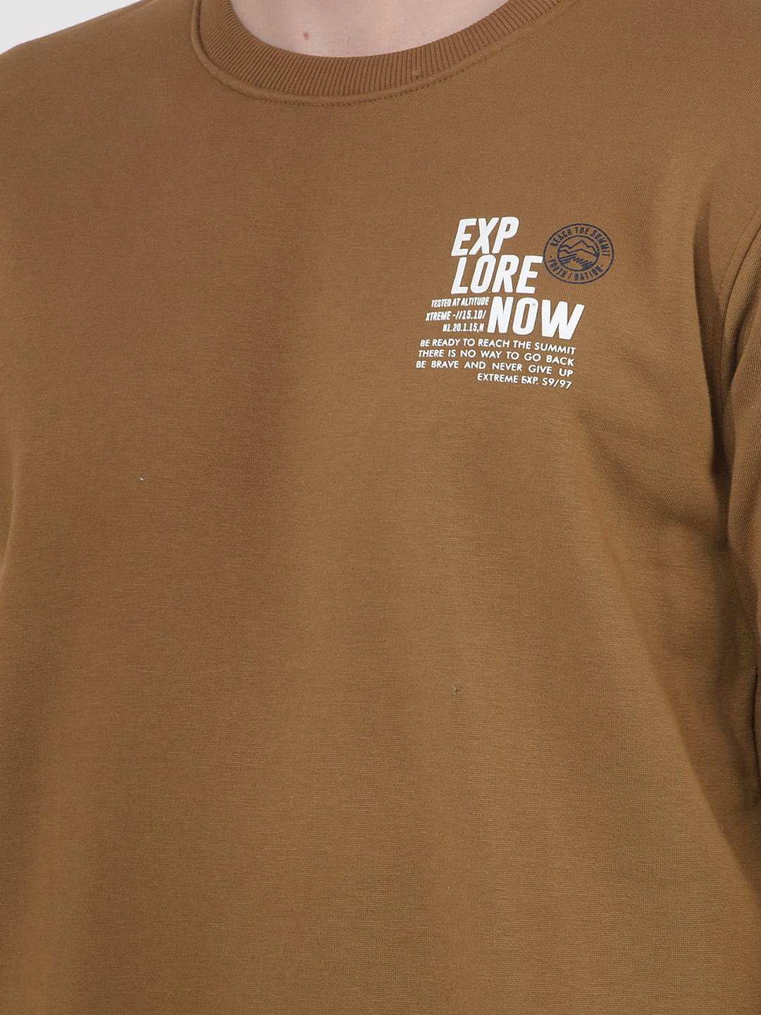 COBB DARK MUSTARD PRINTED ROUND NECK SWEATSHIRT