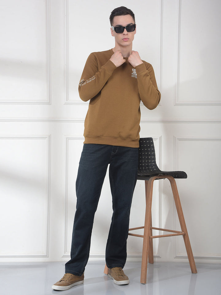 COBB DARK MUSTARD PRINTED ROUND NECK SWEATSHIRT