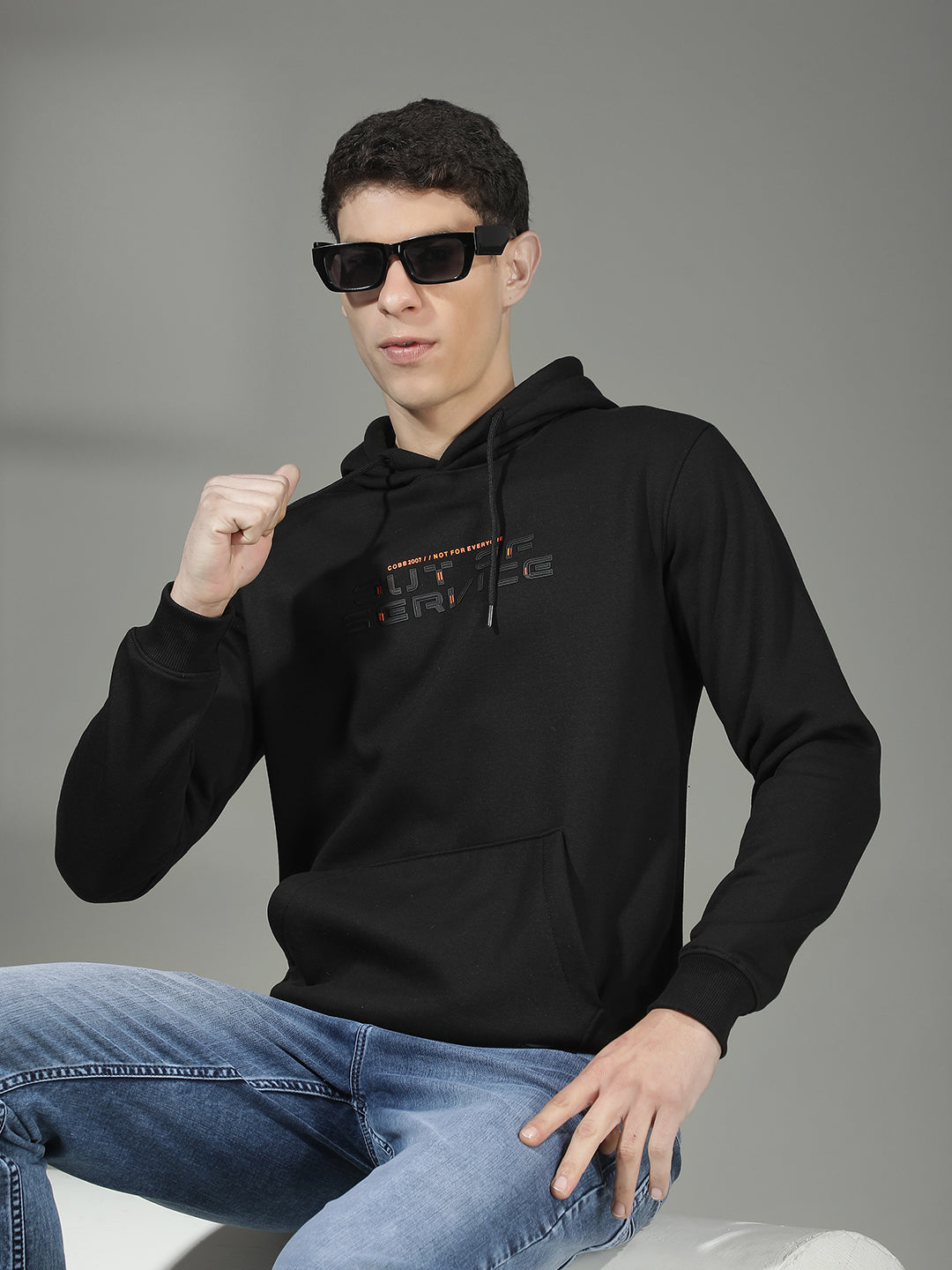 cobb black printed classic hoodie