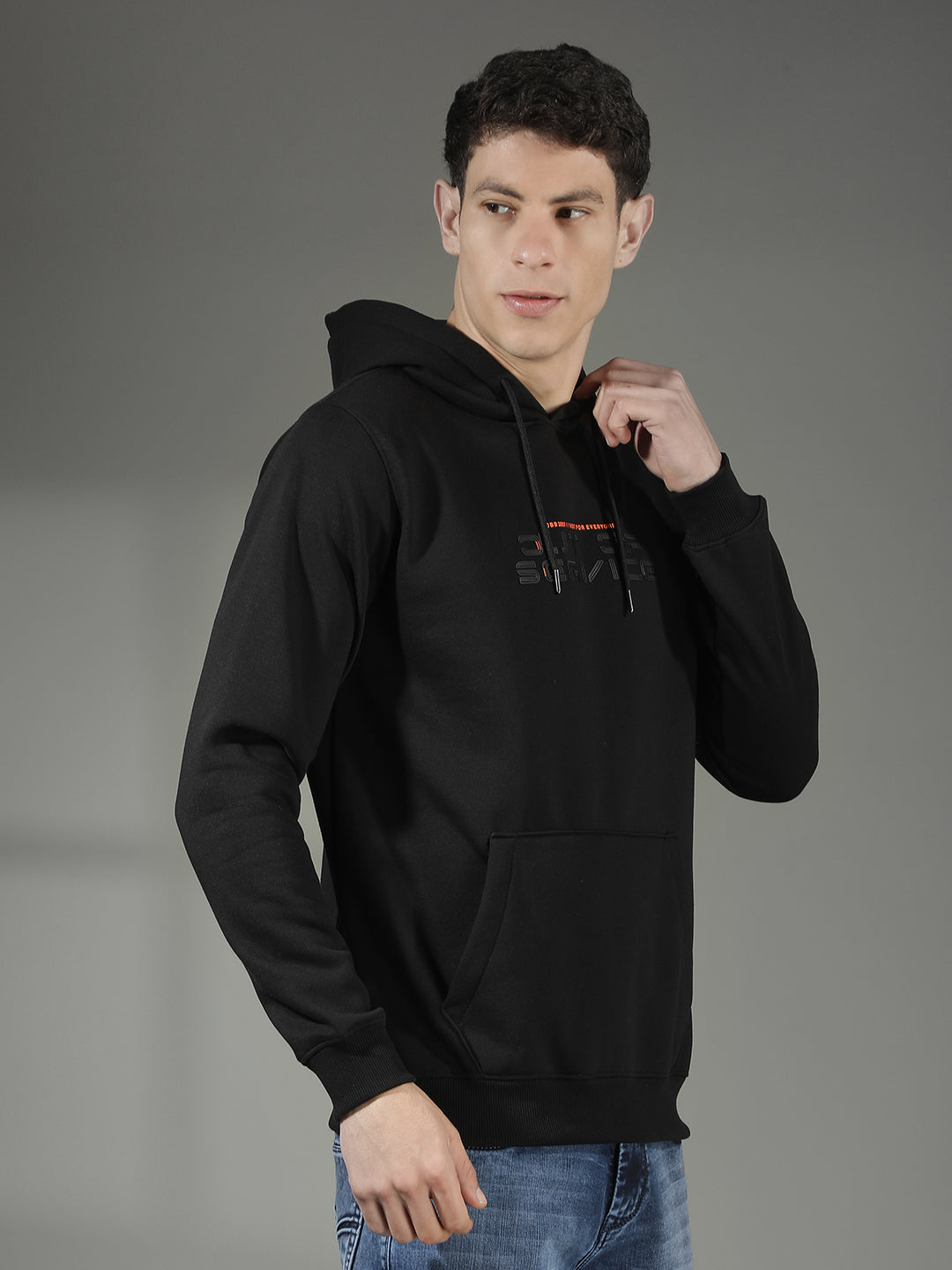 cobb black printed classic hoodie