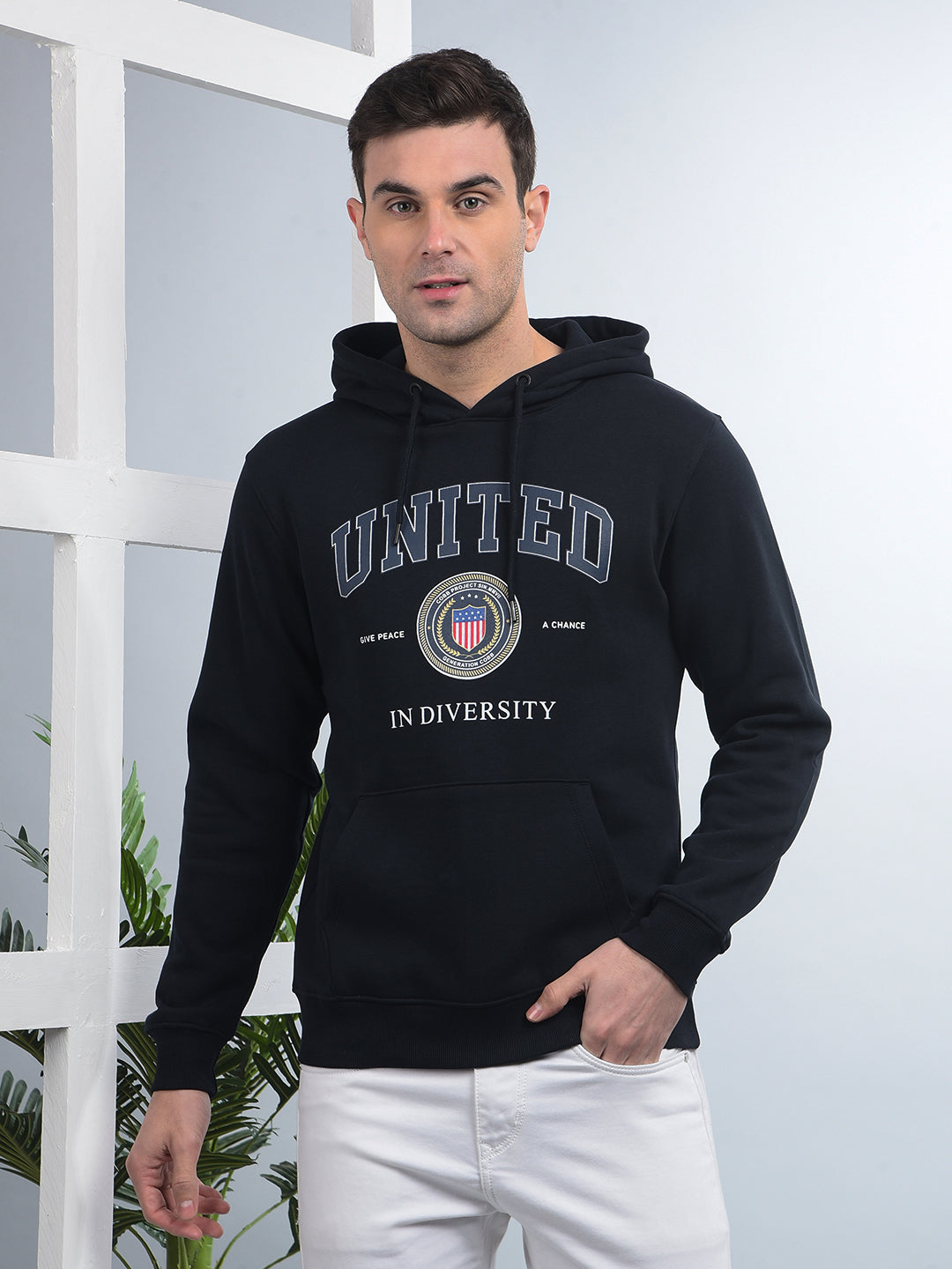 cobb navy blue printed classic hoodie