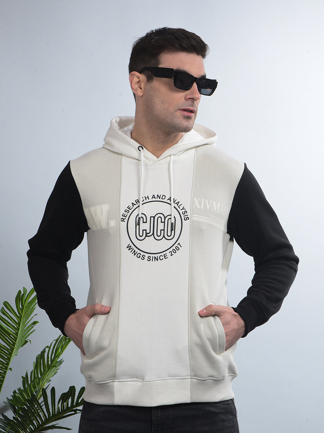 cobb off white colour-block classic hoodie