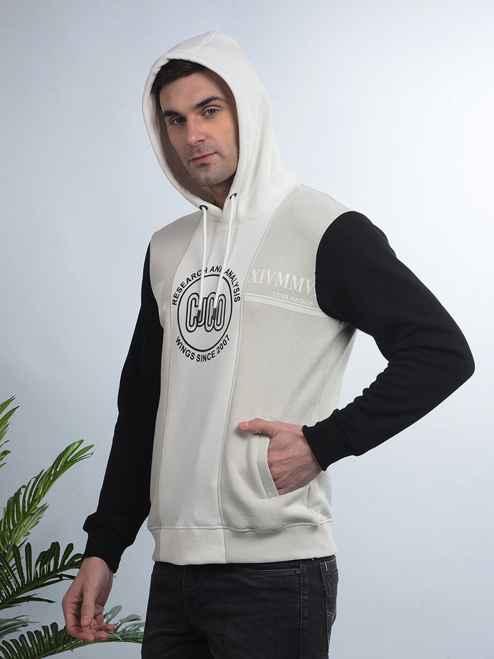 COBB OFF WHITE COLOUR-BLOCK CLASSIC HOODIE