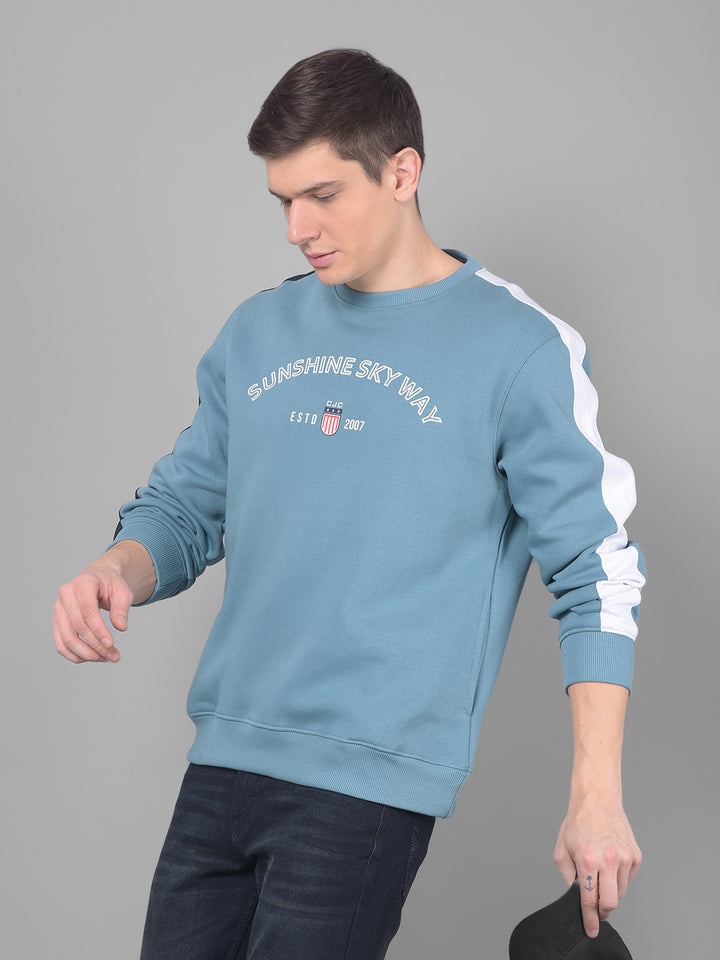 COBB AQUA PRINTED ROUND NECK SWEATSHIRT