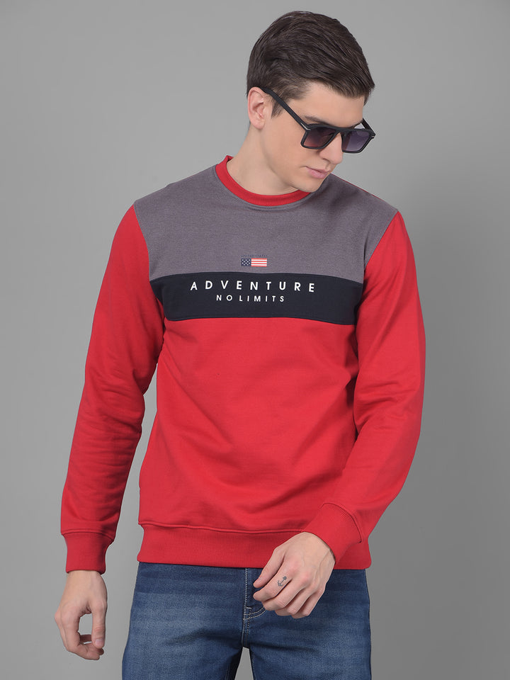 COBB RED PRINTED ROUND NECK SWEATSHIRT