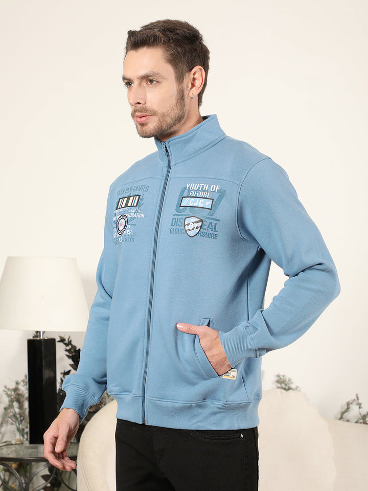 COBB AIR FORCE BLUE PRINTED ZIP-UP SWEATSHIRT