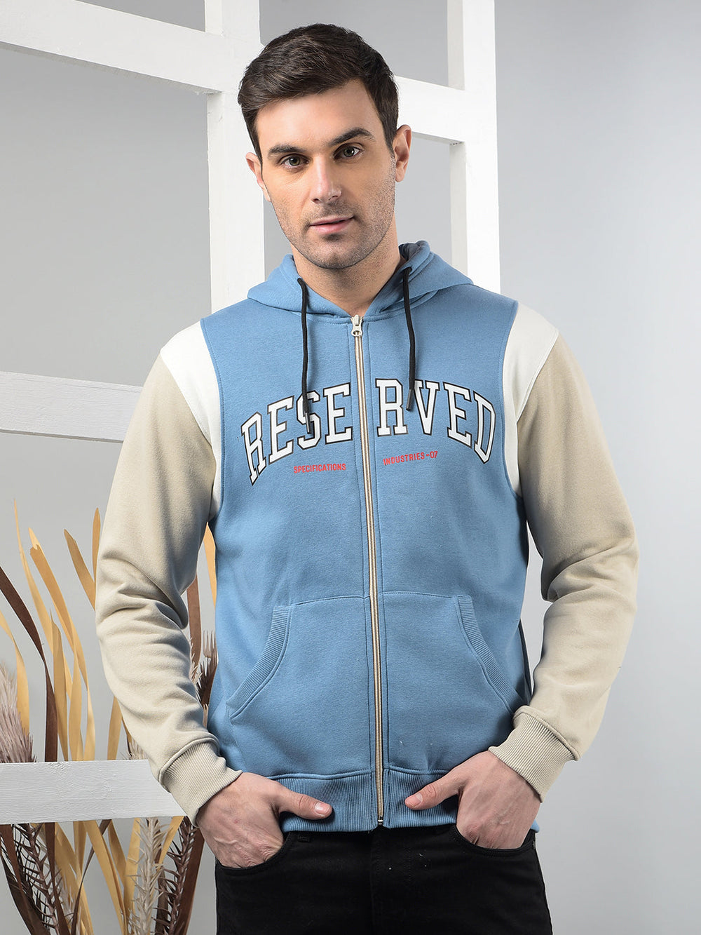 cobb air force blue printed zip-up hoodie