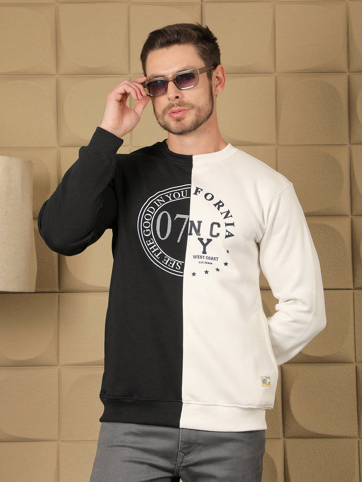 cobb black white printed round neck sweatshirt