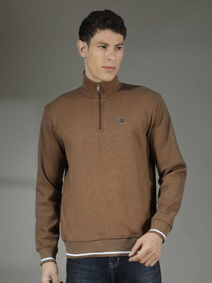 cobb brown self-design half-zipper sweatshirt