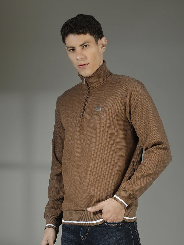cobb brown self-design half-zipper sweatshirt