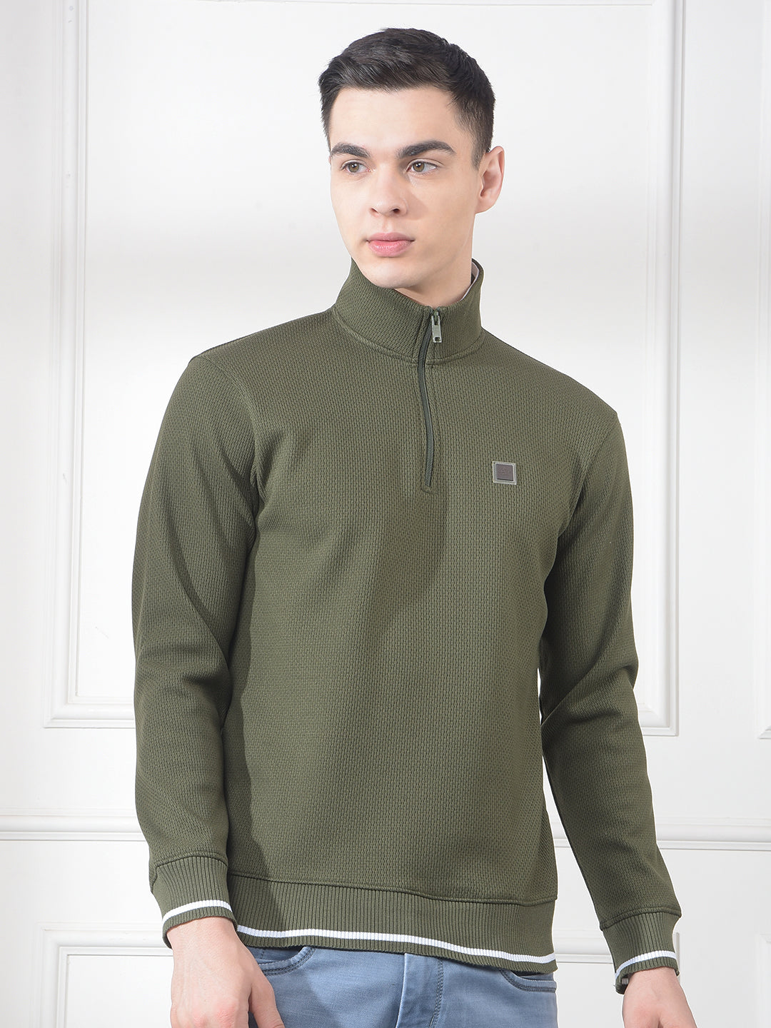 cobb green self-design half-zipper sweatshirt