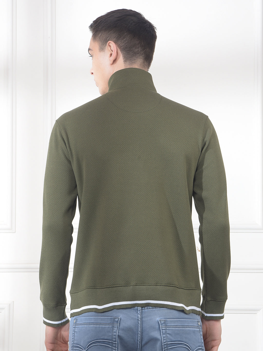 cobb green self-design half-zipper sweatshirt