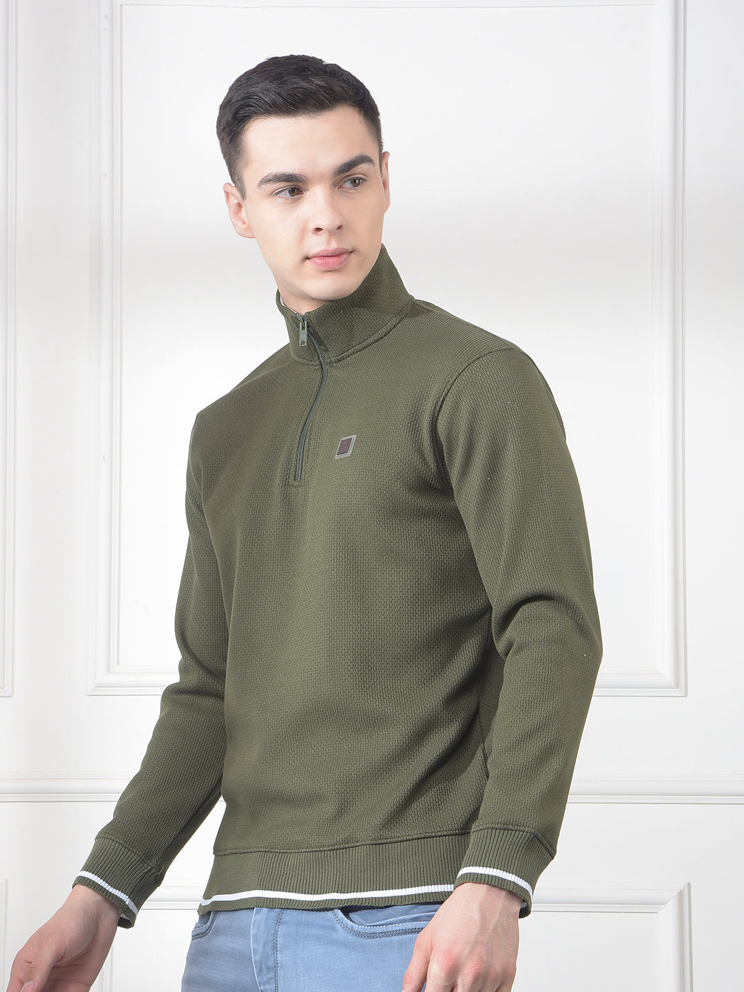 cobb green self-design half-zipper sweatshirt