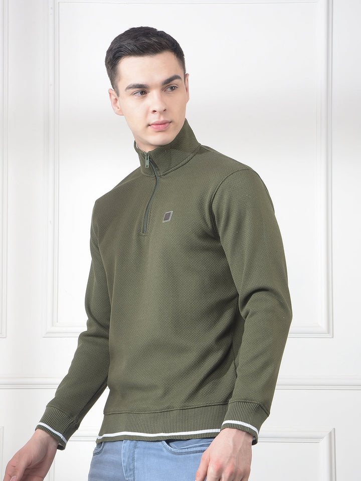 cobb green self-design half-zipper sweatshirt