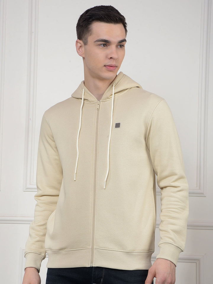 cobb solid cream zip-up sweatshirt