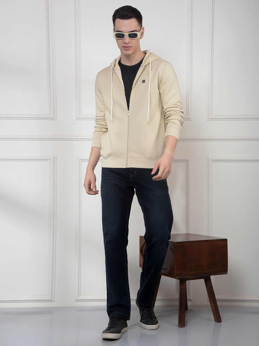COBB SOLID CREAM ZIP-UP SWEATSHIRT