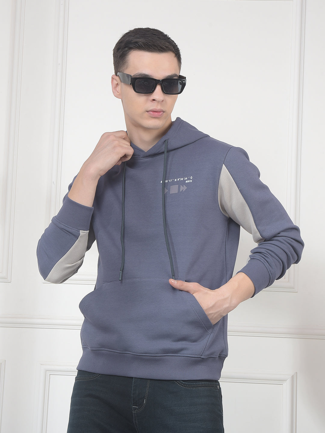 cobb glaucous blue color-block classic hoodie