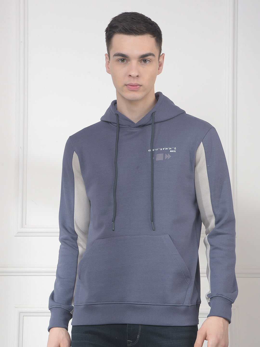 cobb glaucous blue color-block classic hoodie