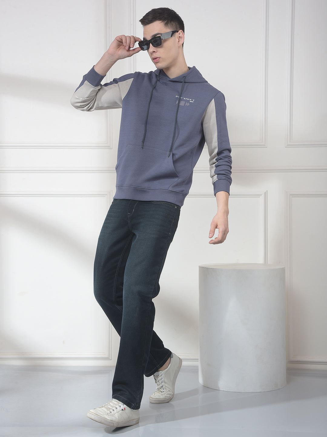 COBB GLAUCOUS BLUE COLOR-BLOCK CLASSIC HOODIE