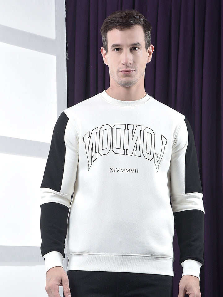 cobb white printed round neck sweatshirt