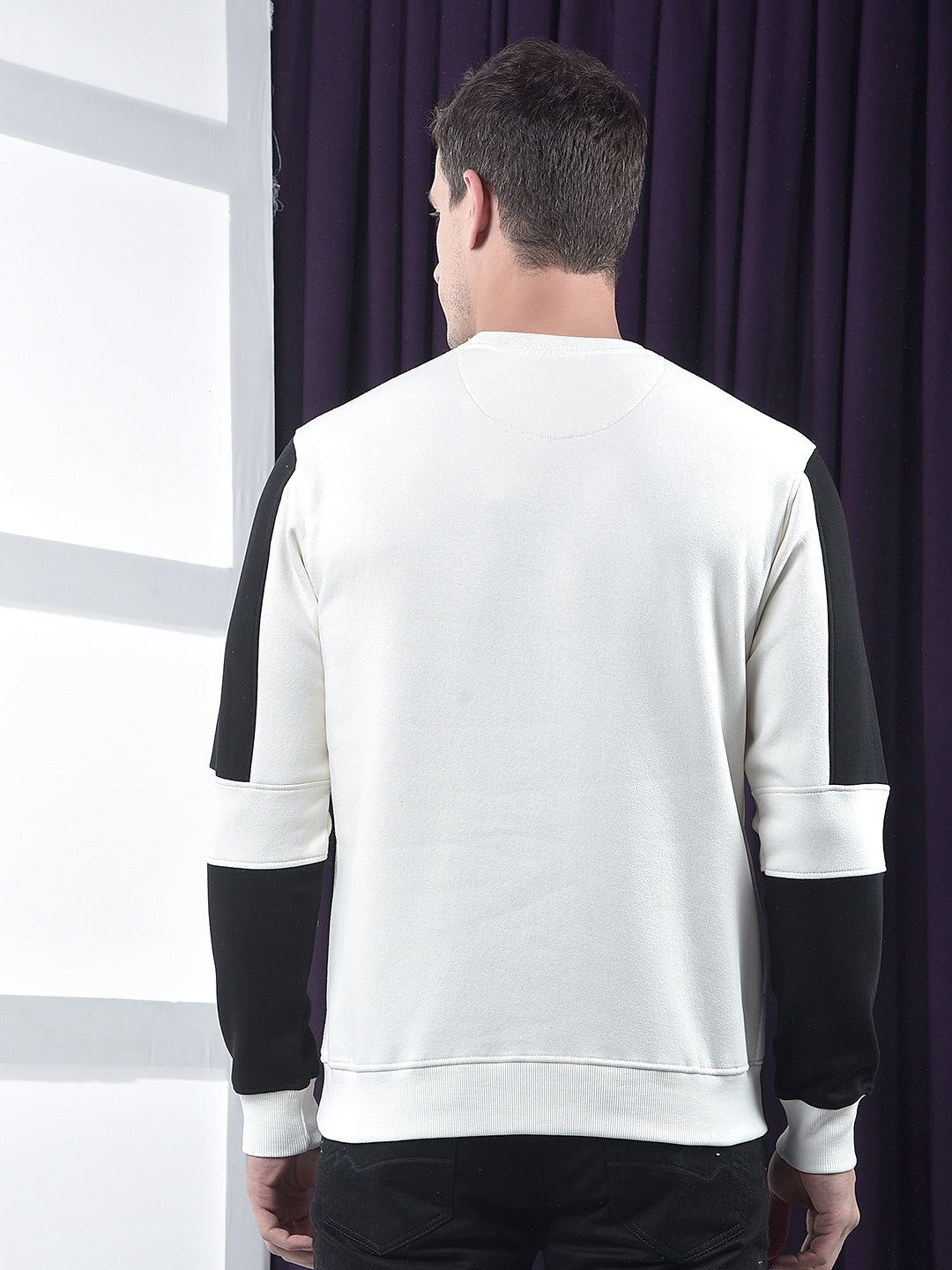 cobb white printed round neck sweatshirt