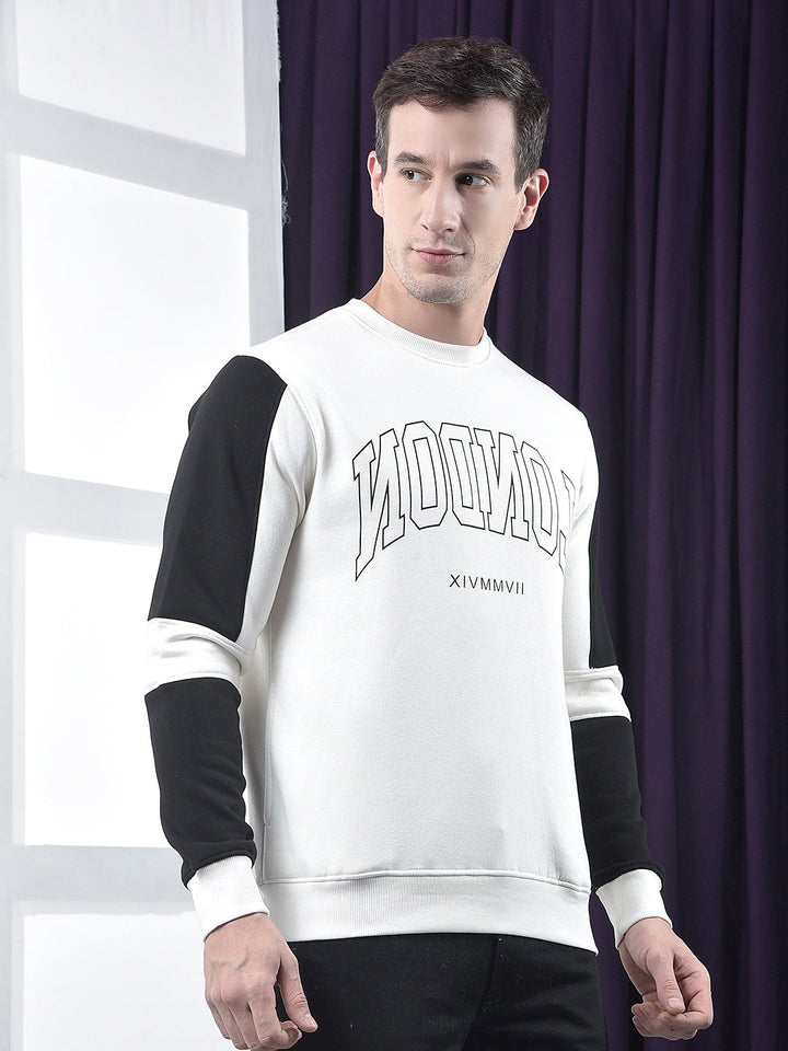 cobb white printed round neck sweatshirt