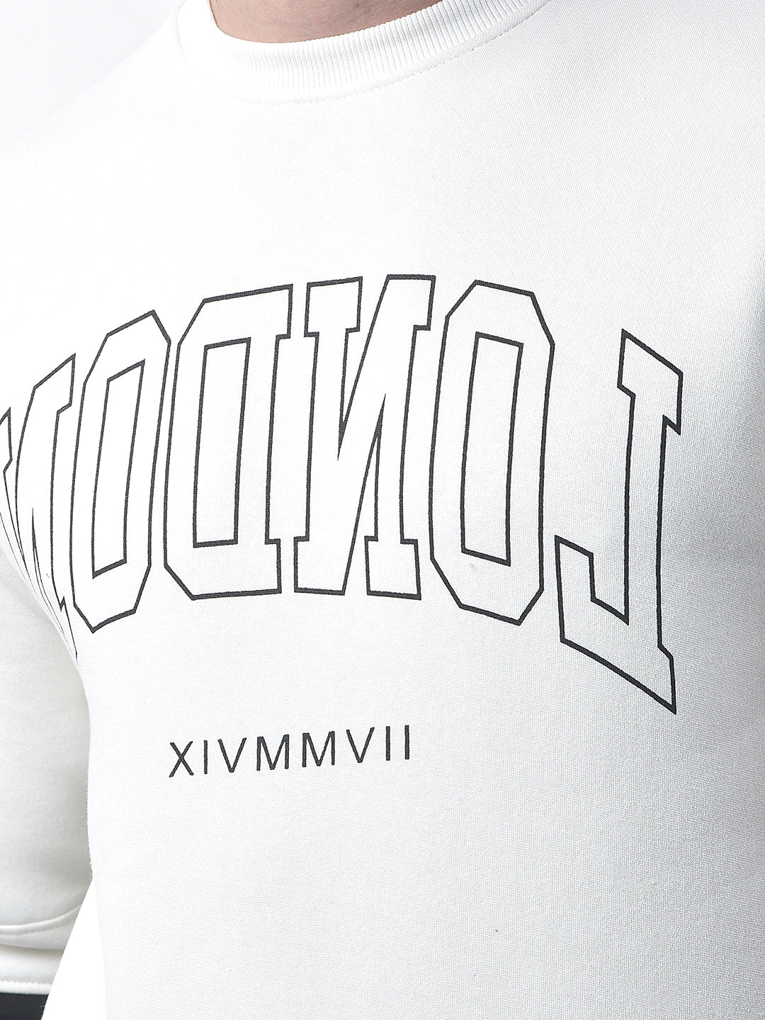 COBB WHITE PRINTED ROUND NECK SWEATSHIRT