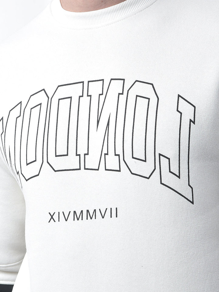 COBB WHITE PRINTED ROUND NECK SWEATSHIRT