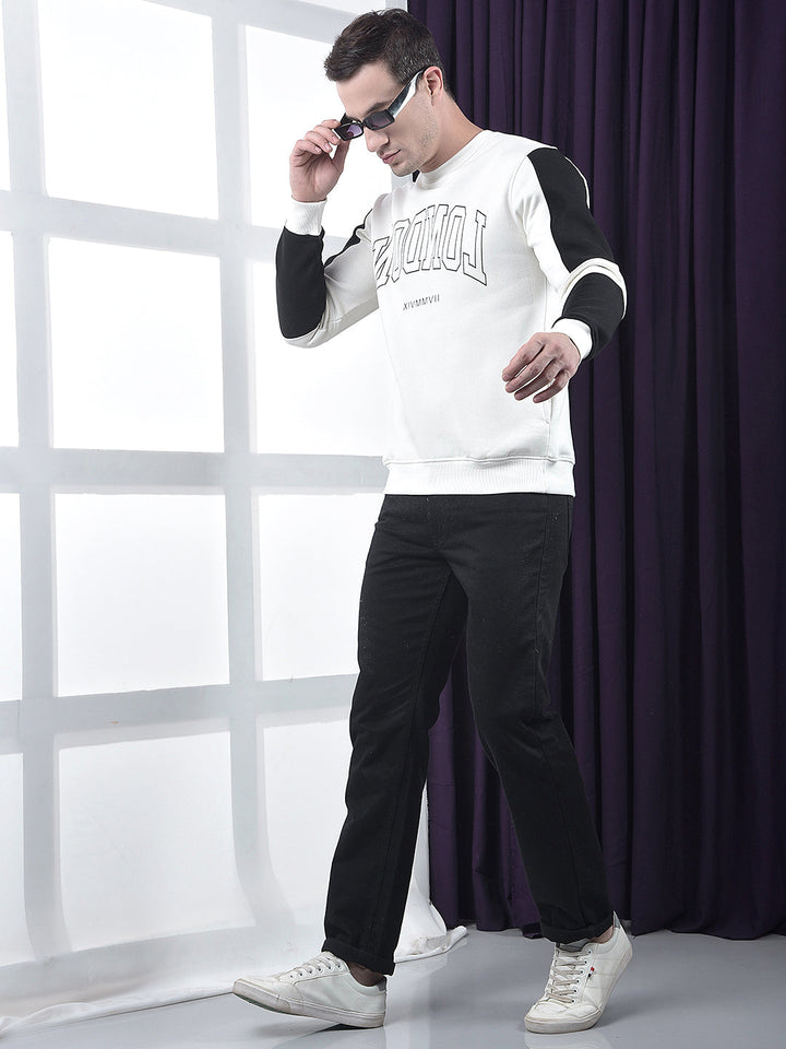 COBB WHITE PRINTED ROUND NECK SWEATSHIRT