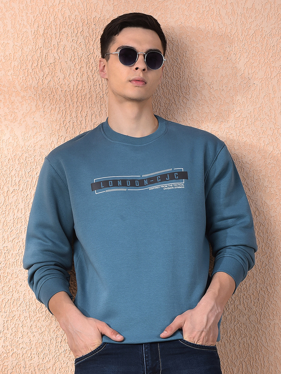 cobb air force blue printed round neck sweatshirt