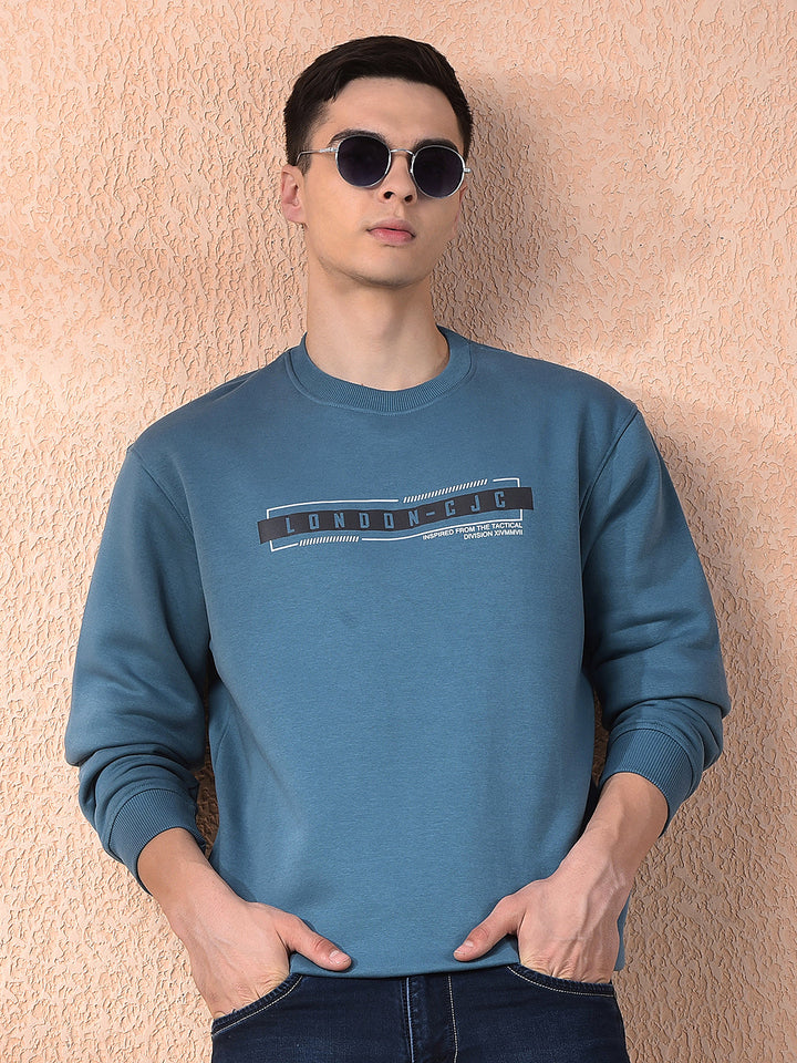 cobb air force blue printed round neck sweatshirt
