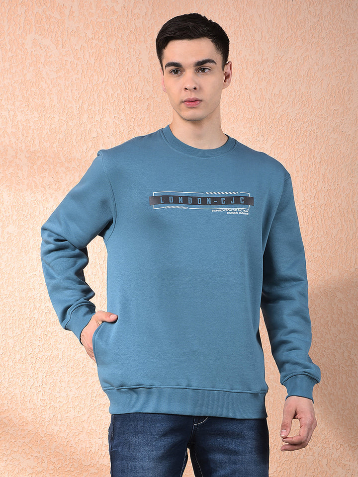 cobb air force blue printed round neck sweatshirt