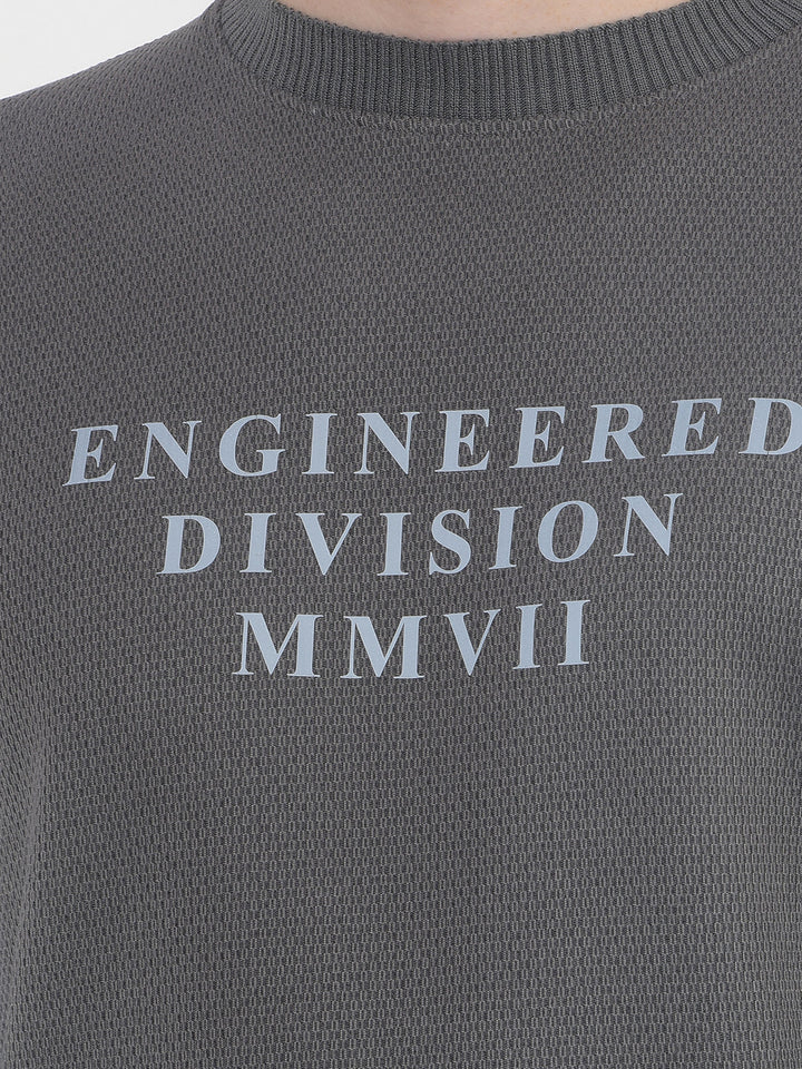 COBB STONE GREY PRINTED ROUND NECK SWEATSHIRT