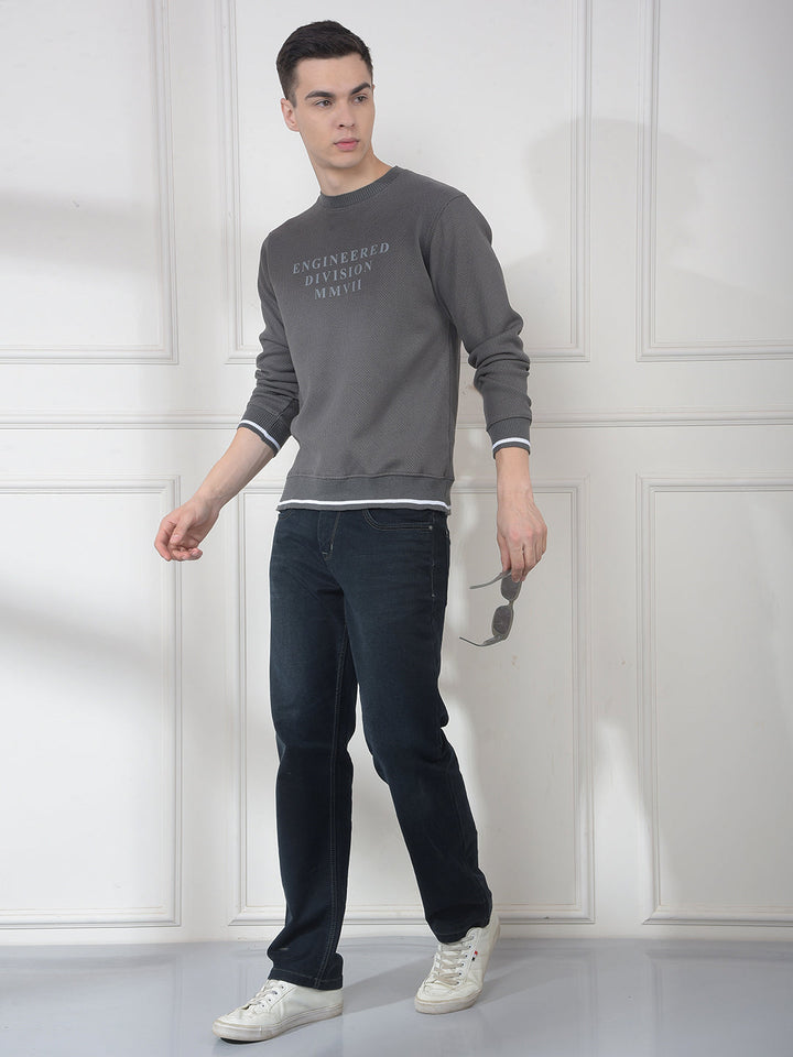 COBB STONE GREY PRINTED ROUND NECK SWEATSHIRT