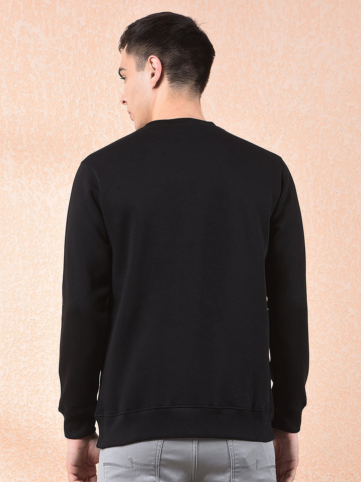 cobb black printed round neck sweatshirt