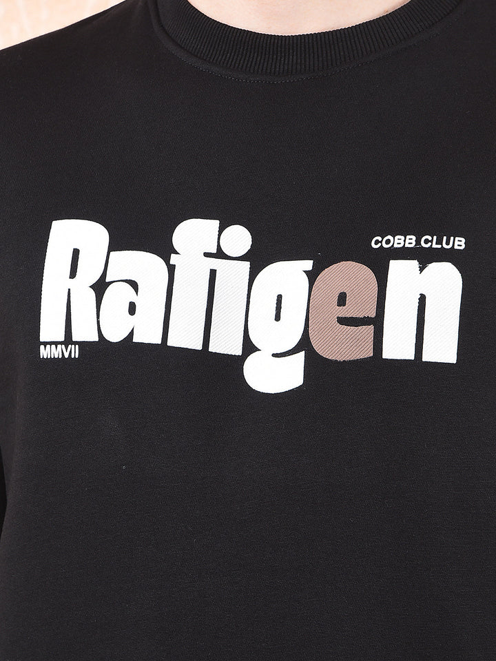 cobb black printed round neck sweatshirt