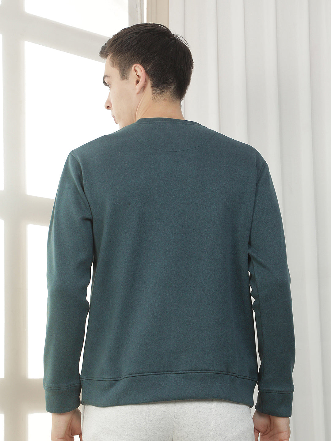 bottle green printed round sweatshirt