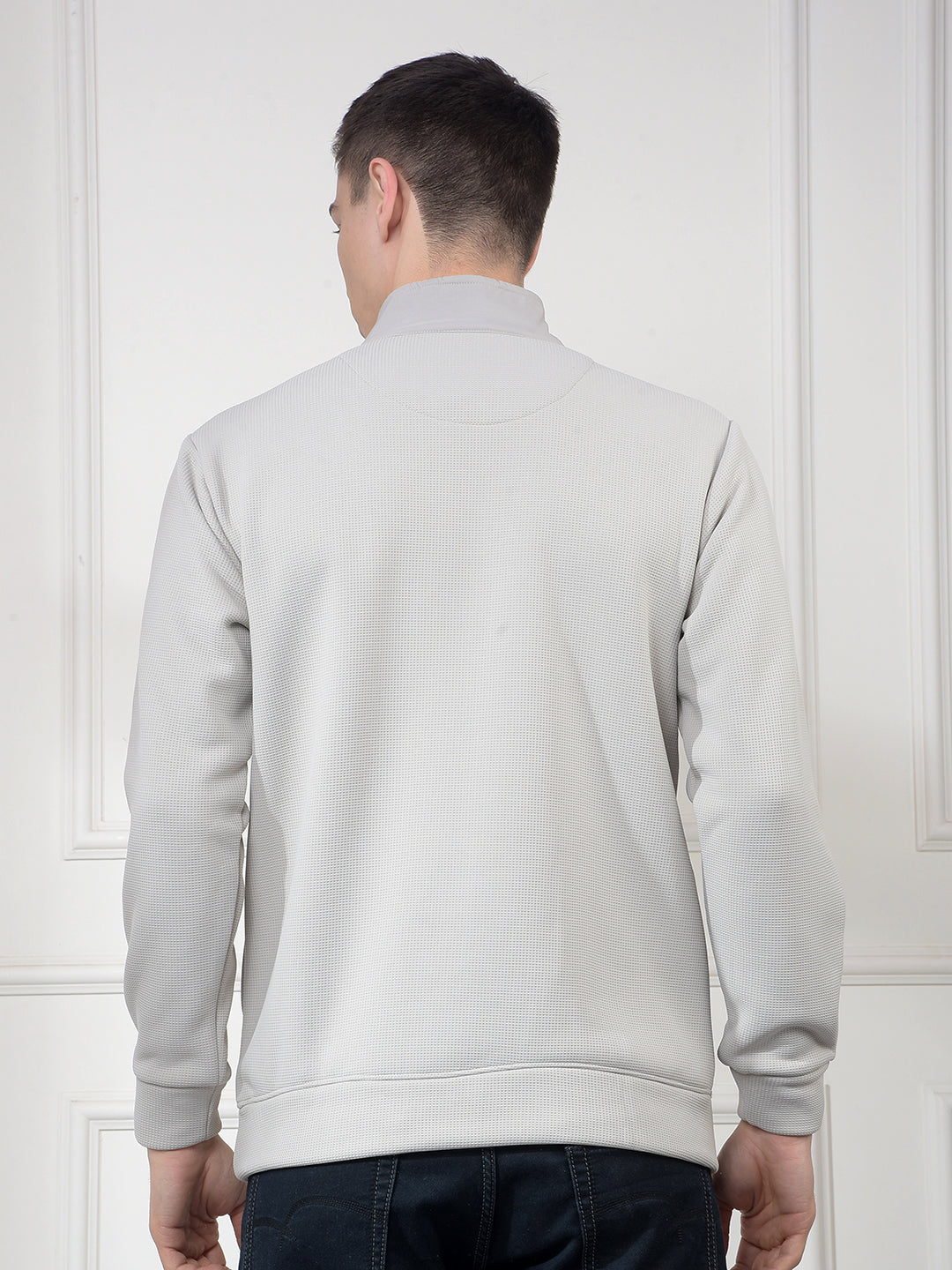 cobb beige color-block half-zipper sweatshirt