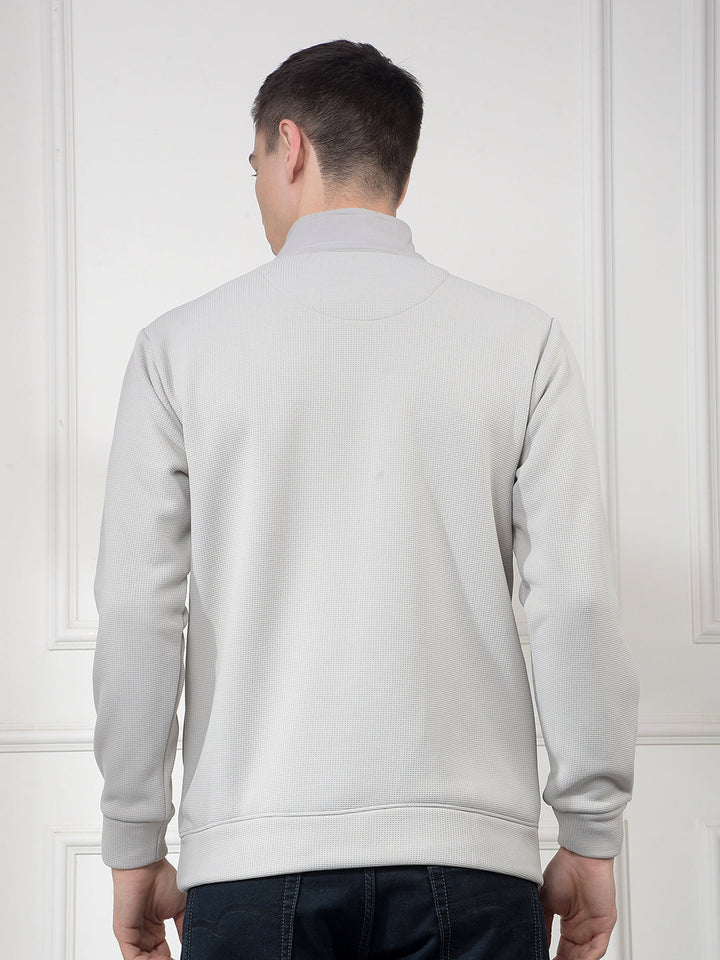 cobb beige color-block half-zipper sweatshirt