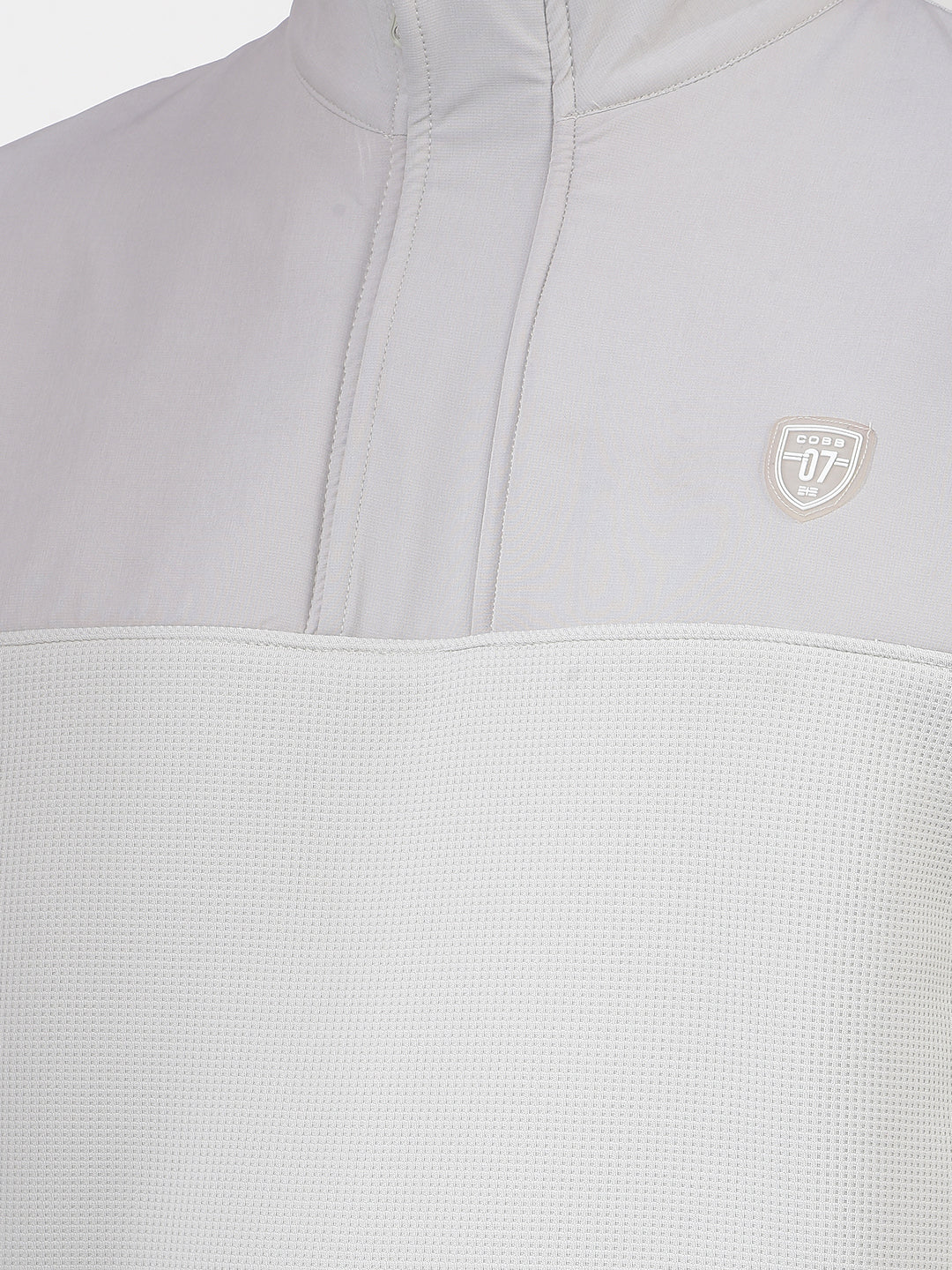 COBB BEIGE COLOR-BLOCK HALF-ZIPPER SWEATSHIRT